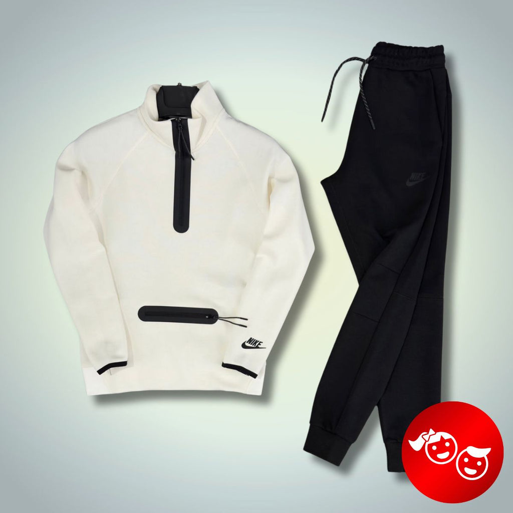 Nike Tech Fleece gyerek tréningruha, fehér - fekete. Modell 2024. Prémium minőség