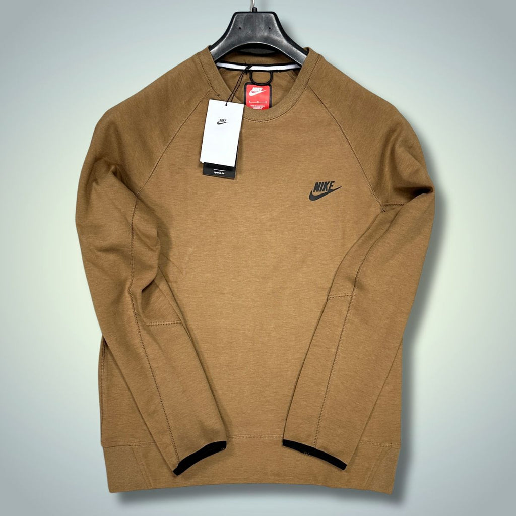 Nike Tech Fleece pulóver, "Men's crew", barna. Prémium minőség