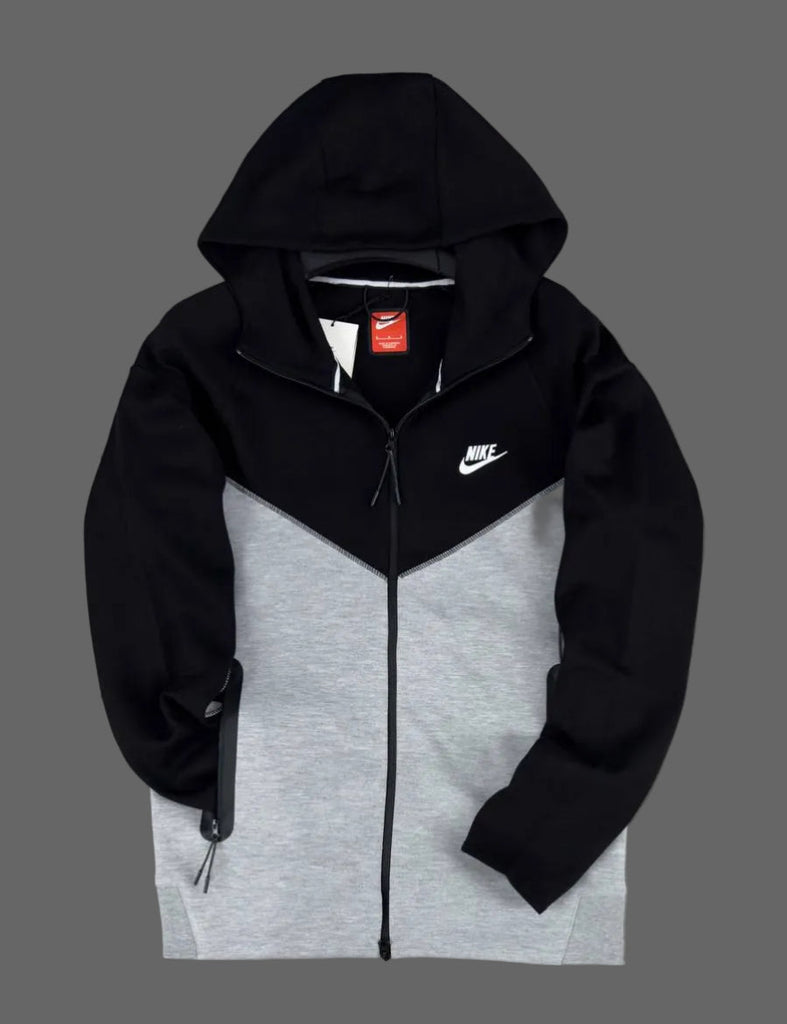 Nike Tech Fleece férfi cipzáras kapucnis pulóver, fekete-szürke