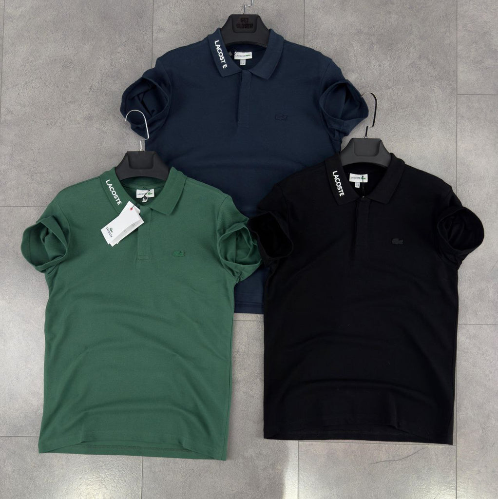 Lacoste férfi póló, egyszerű modell gallérral - zöld