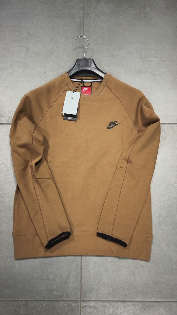 Nike Tech Fleece pulóver, "Men's crew", barna. Prémium minőség