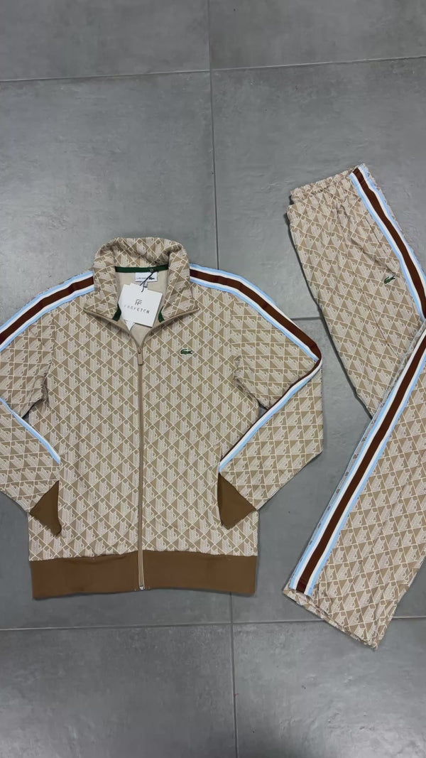Lacoste férfi tréningruha, Jacquard Monogram, barna - bézs. Prémium minőség